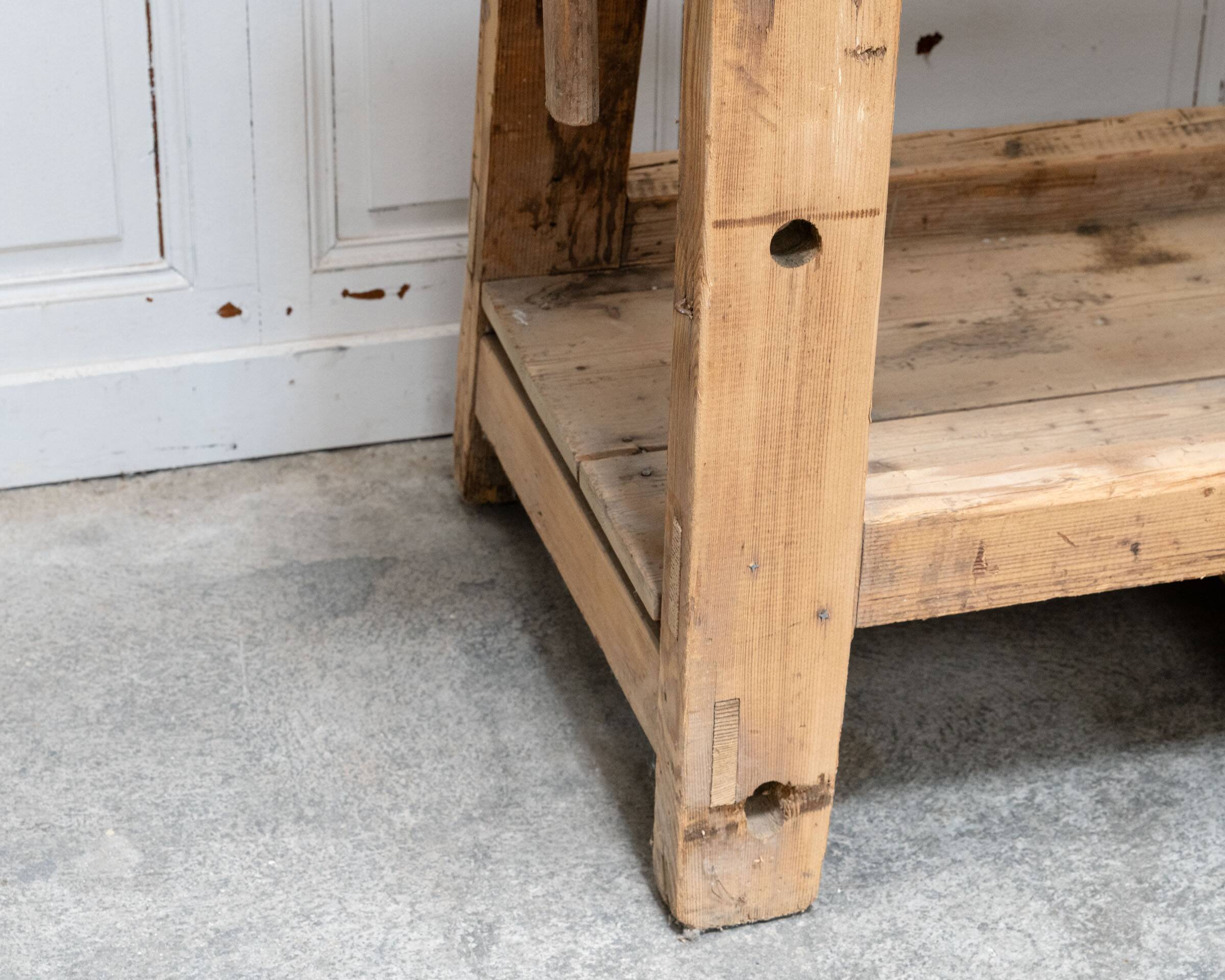 Old pine workbench completely stripped, 1940
