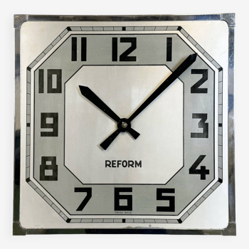 Horloge Murale Carrée Vintage Suisse de Reform, 1950s
