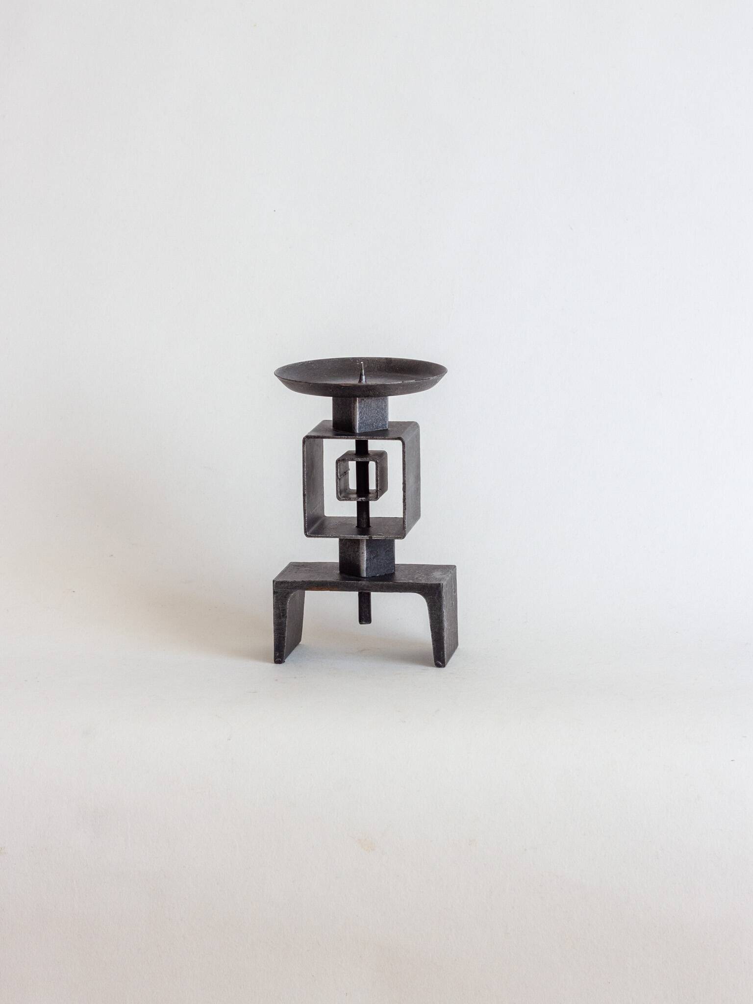 Wrought metal totem candle holder, 1960s
