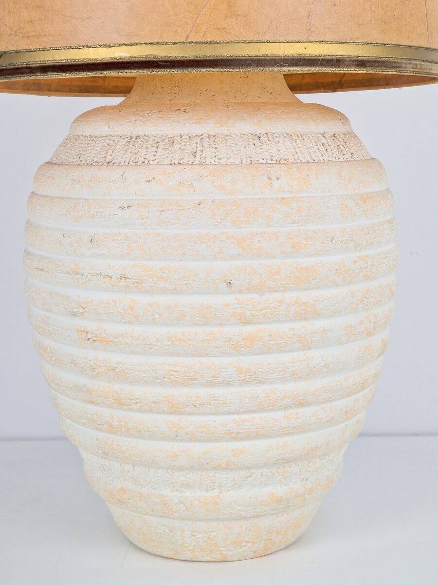 Vintage Organic Ribbed Plaster Table Lamp, 1970s