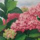HST painting "Hydrangea Grove" signed E. Asselin mid-20th century