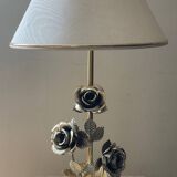 Vintage Franco Italy lamp with silver and gold metal flowers