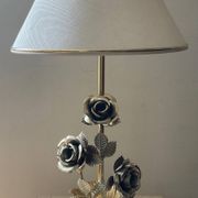 Vintage Franco Italy lamp with silver and gold metal flowers