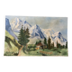 Large chalet mountain landscape oil on panel / old painting