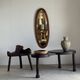 Vintage oval mirror in oak with bevelled glass H120 W43 D2