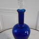 Duo of royal blue and green polished glass decanters 60s-70s