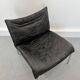Vintage Mid-Century Scandinavian Modern Black Patchwork Leather Lounge Chair SET From IKEA, 1980s