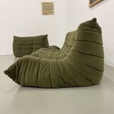 Vintage 2 and 3 seater green velvet togo set