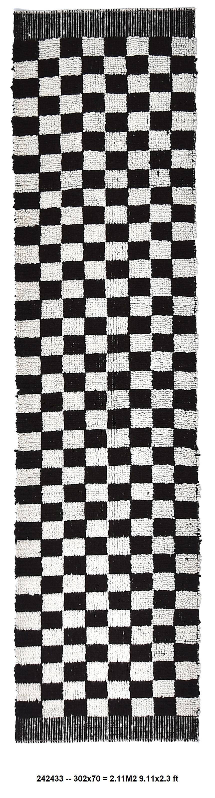 2x10 Checkered Moroccan Runner Rug 70x302Cm SK 242433