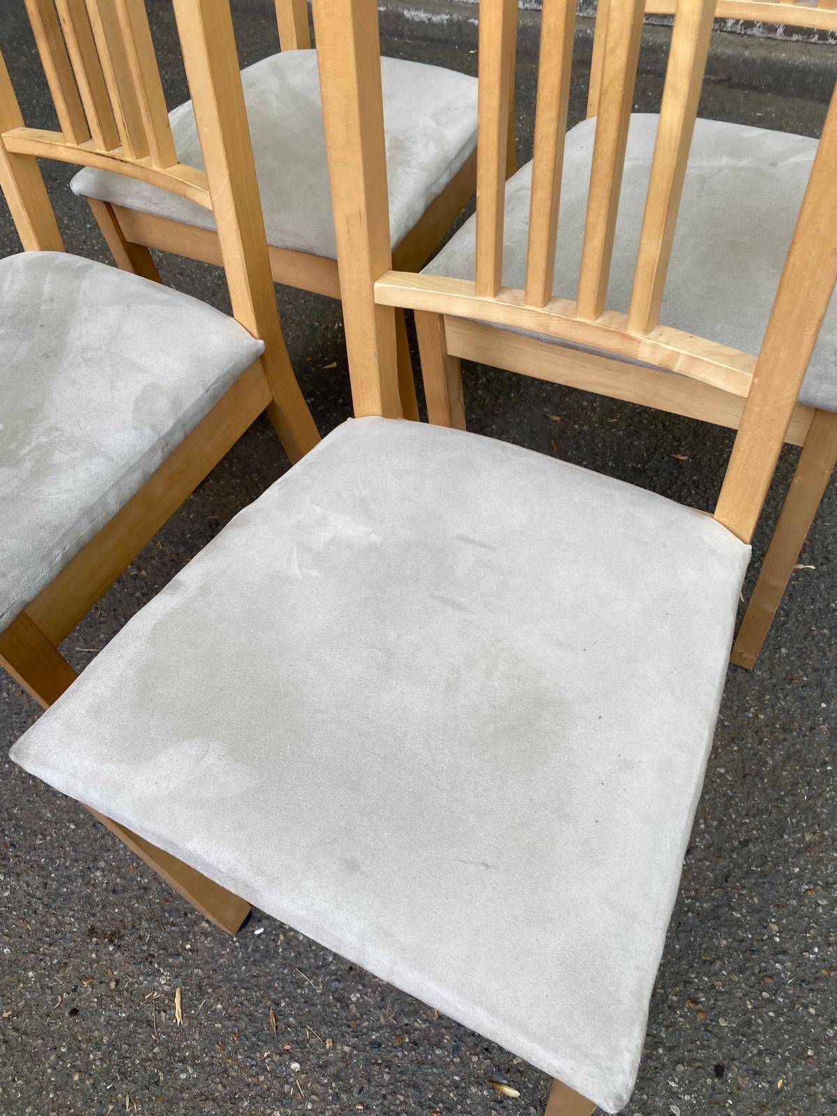 4 Scandinavian dining chairs in light birch solid wood.