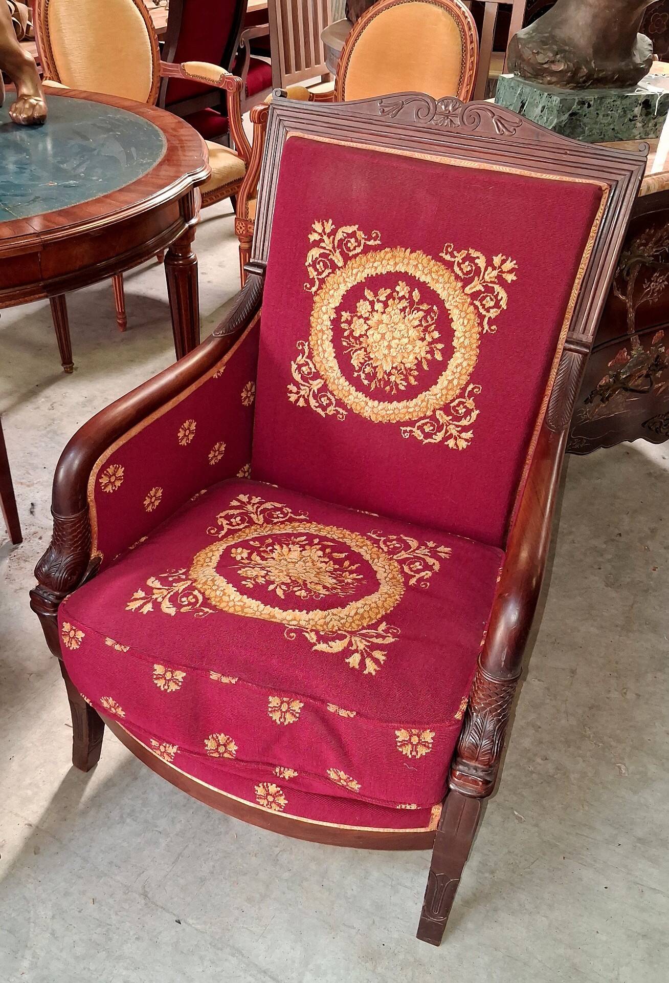Pair of Empire period armchairs in mahogany