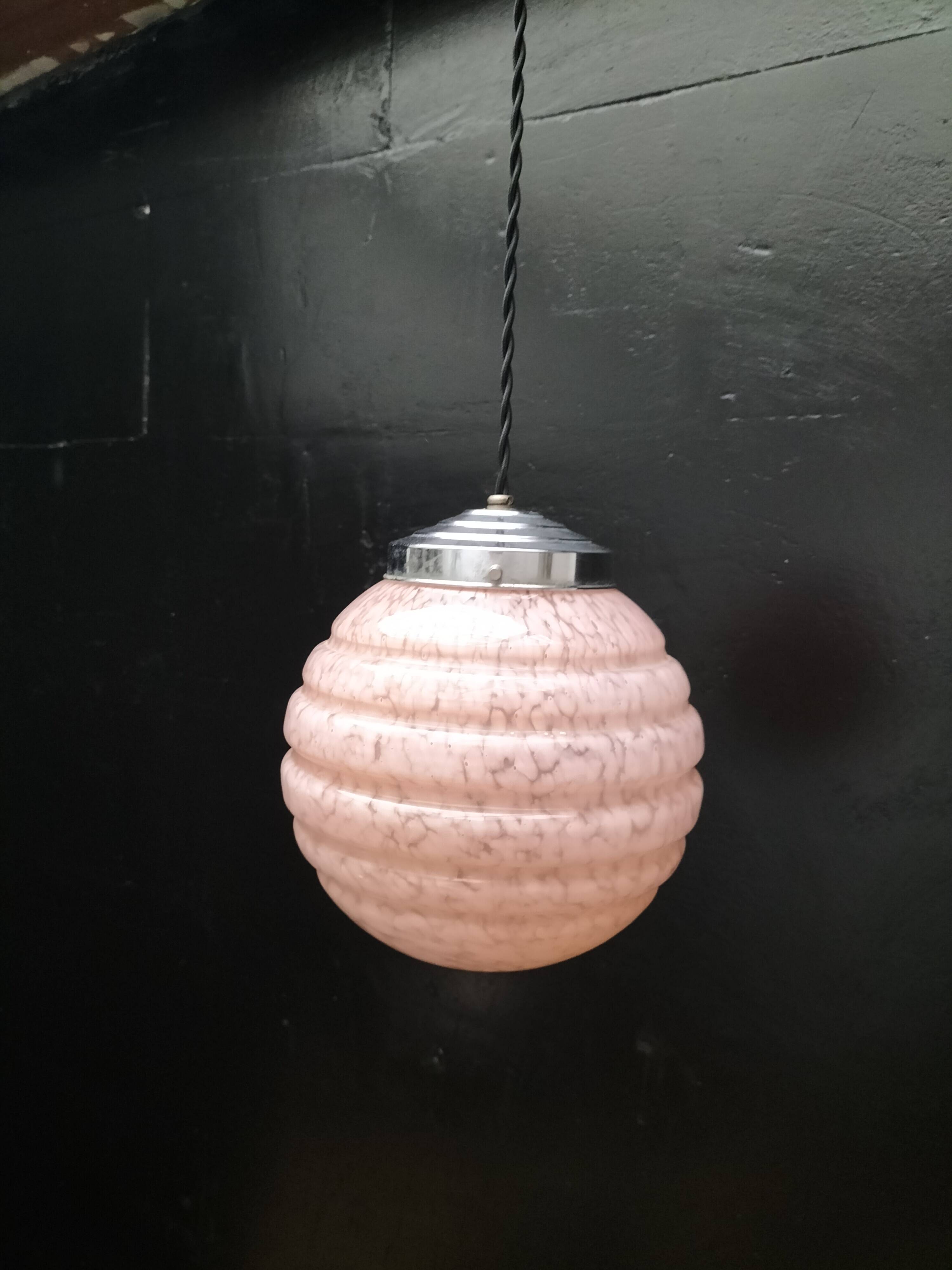 pink opaline pendant light