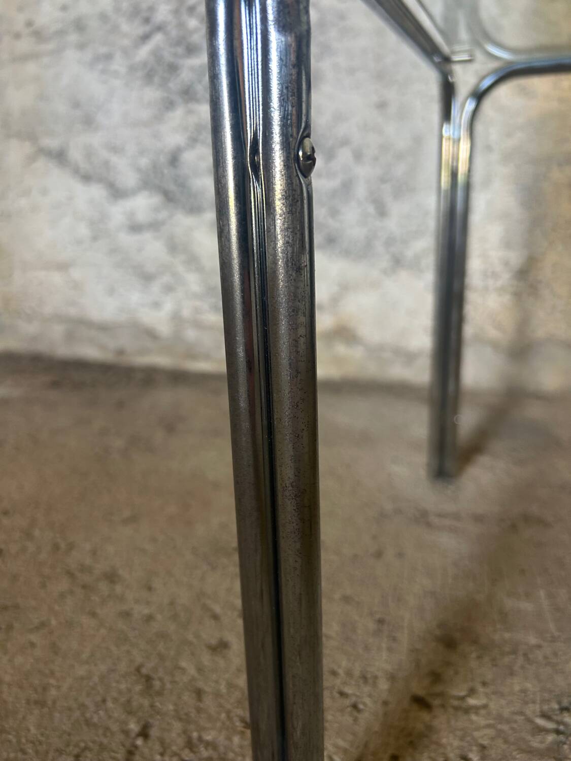 Coffee table, chrome and glass side table