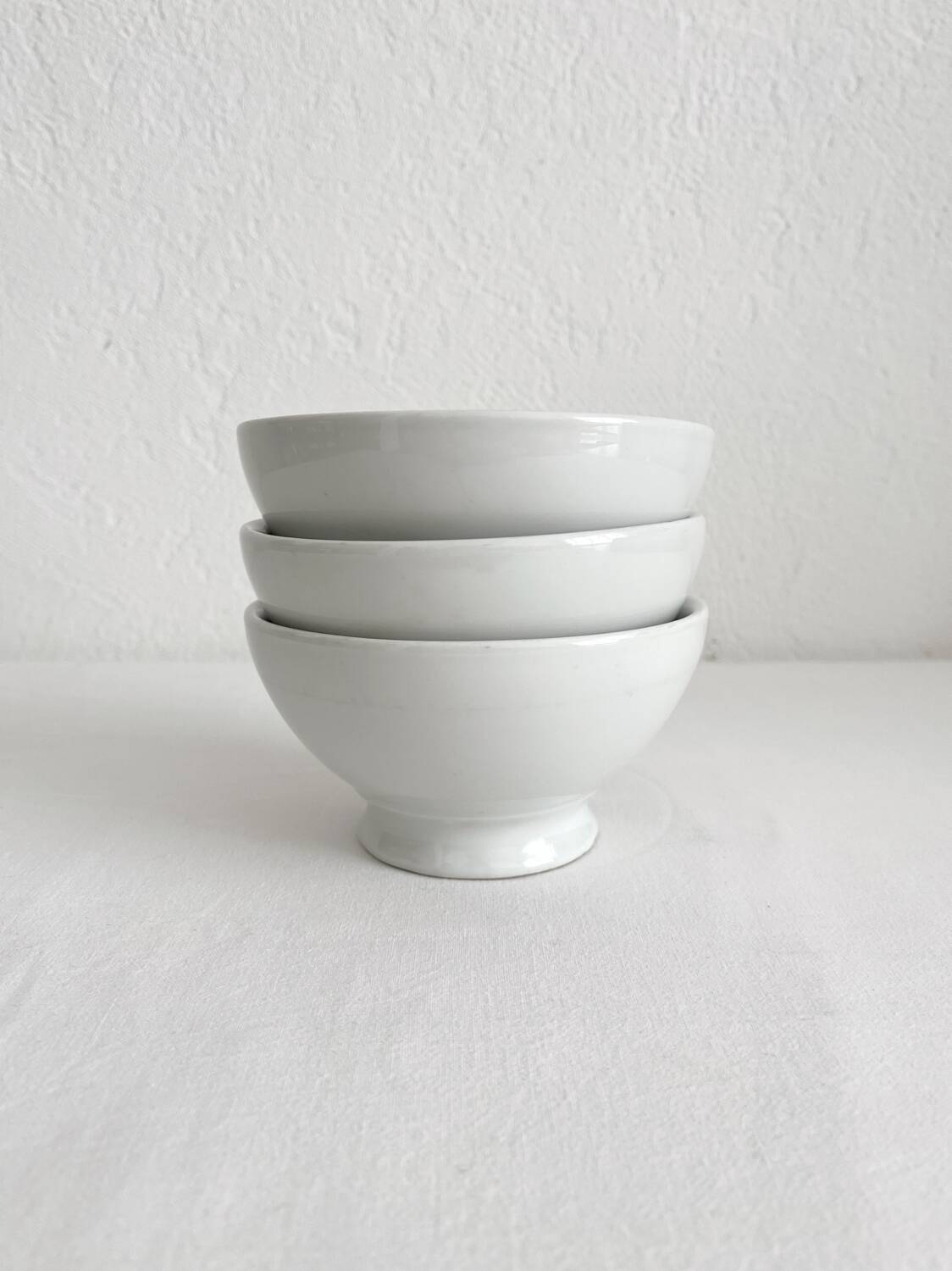 3 vintage Apilco white porcelain bowls