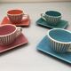 4 vintage ceramic coffee cups produced by LBVYR Circa