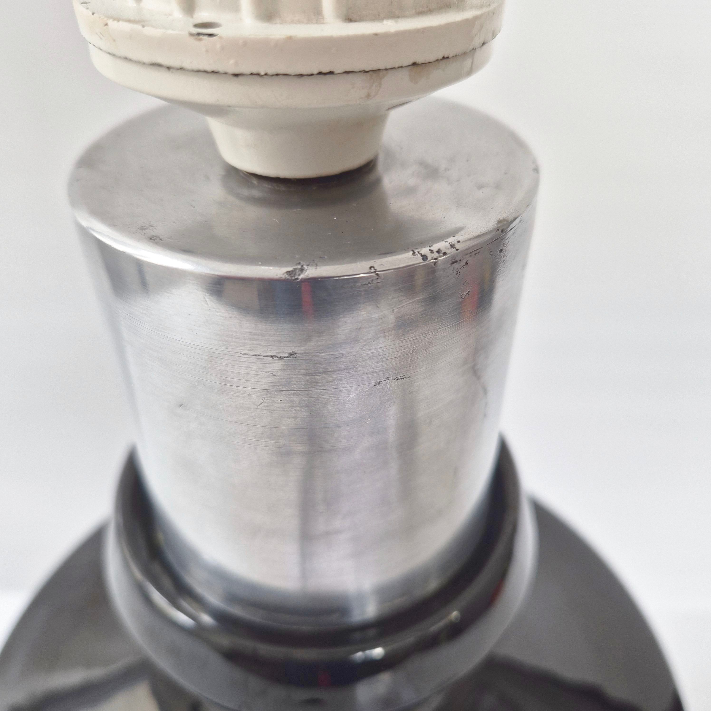 Vintage 1960 lamp in ceramic & silver aluminium