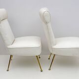 Pair of Gigi Radice Mid-century Modern Boucle Small Armchairs by Minotti 50