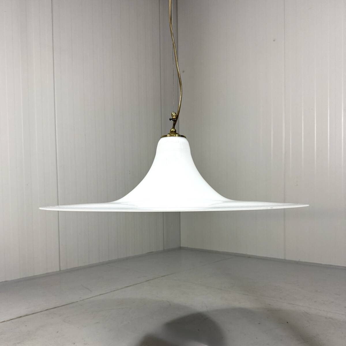Large white glass hanging lamp by Vistosi, Italy