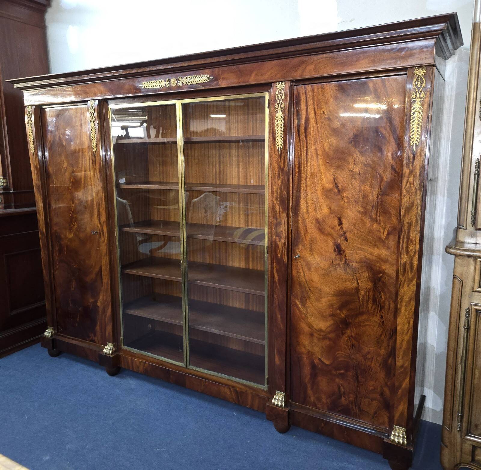 Large Empire style mahogany bookcase from the 20th century