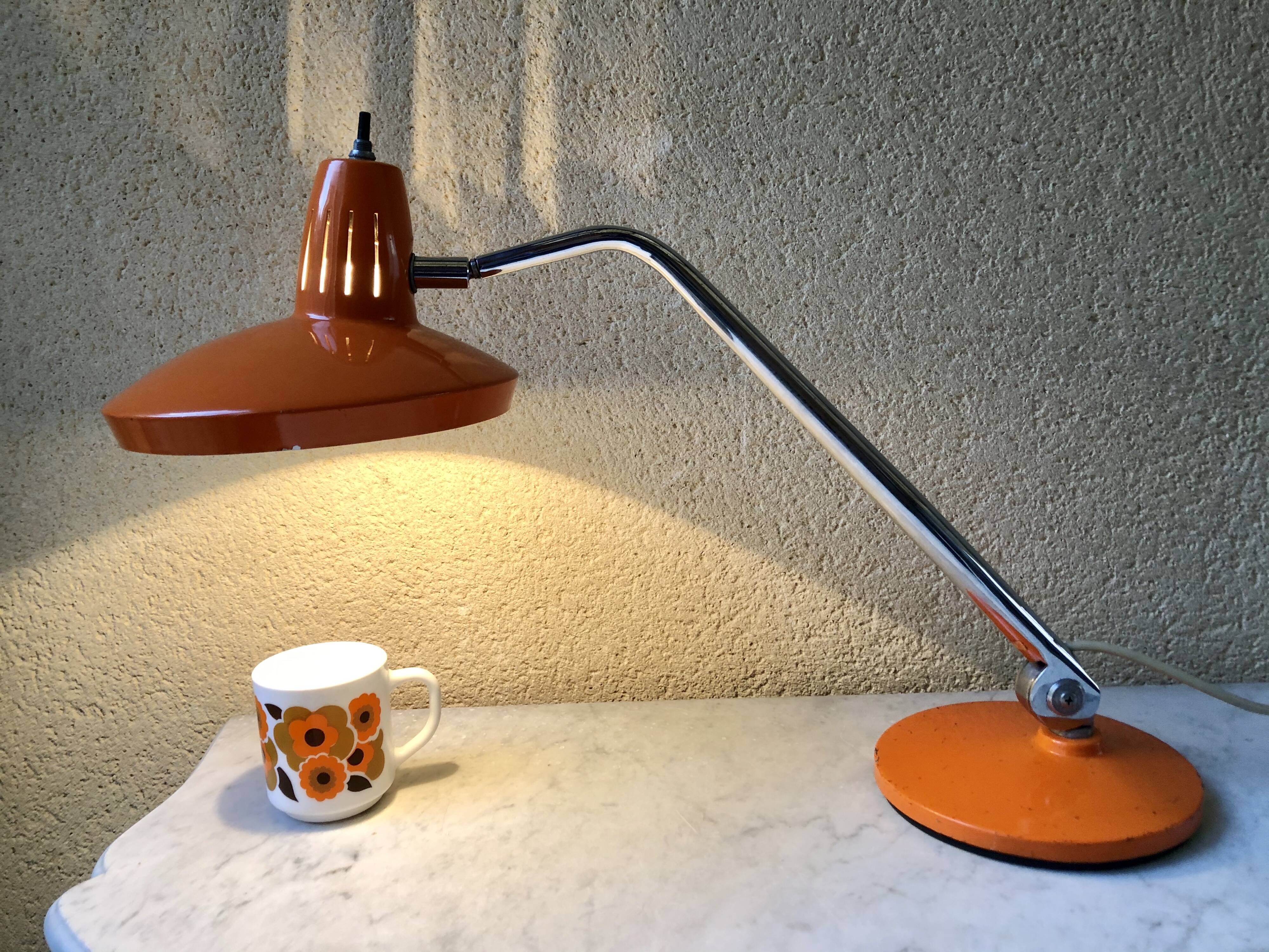 Fase Madrid office lamp vintage design 70s orange