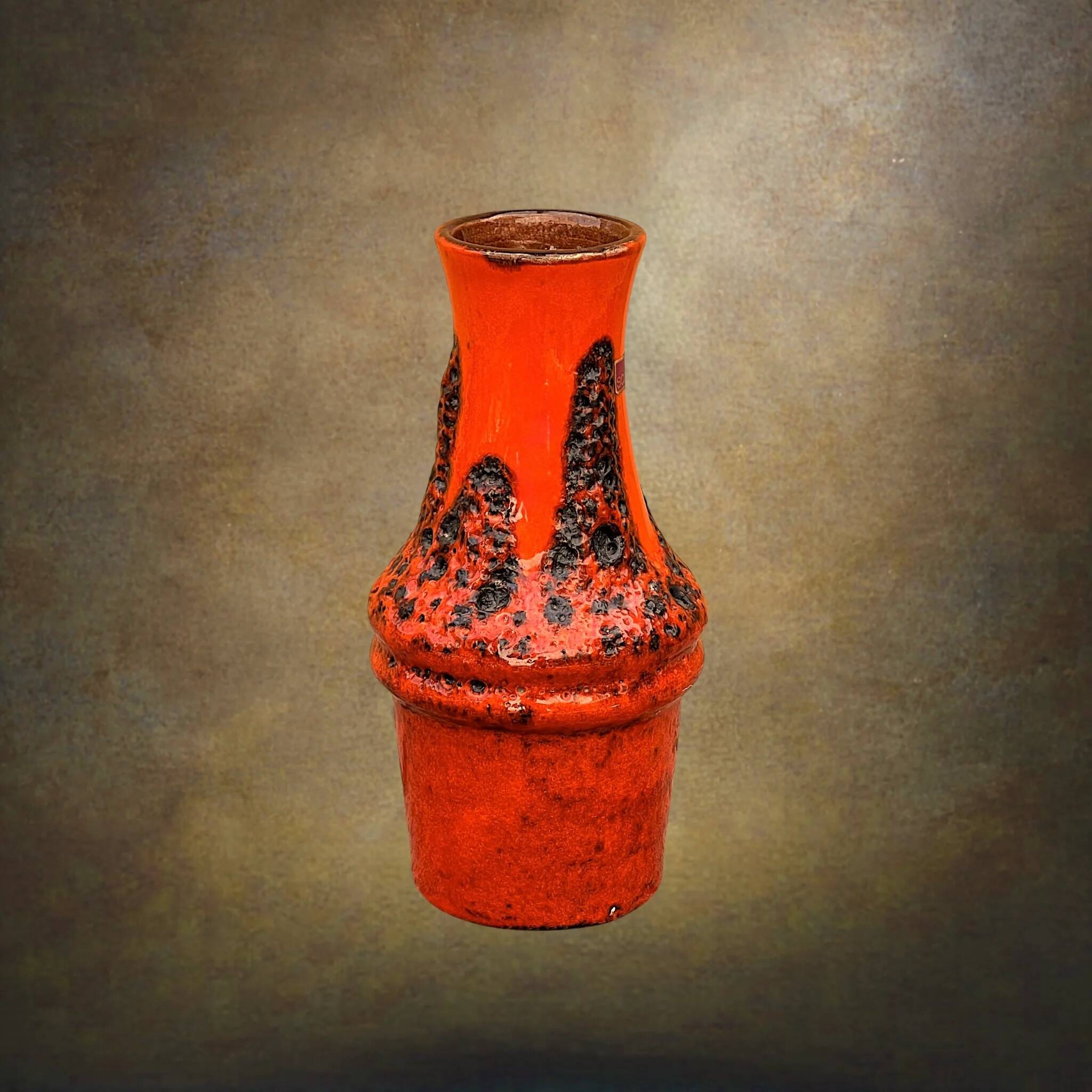 Scheurich Fat Lava vase in red and brown – Model 209-18 – 1970s