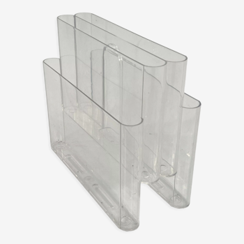 Transparent magazine holder by Giotto Stoppino for Kartell, 1970