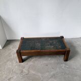 Table basse en chêne et ardoise 1950