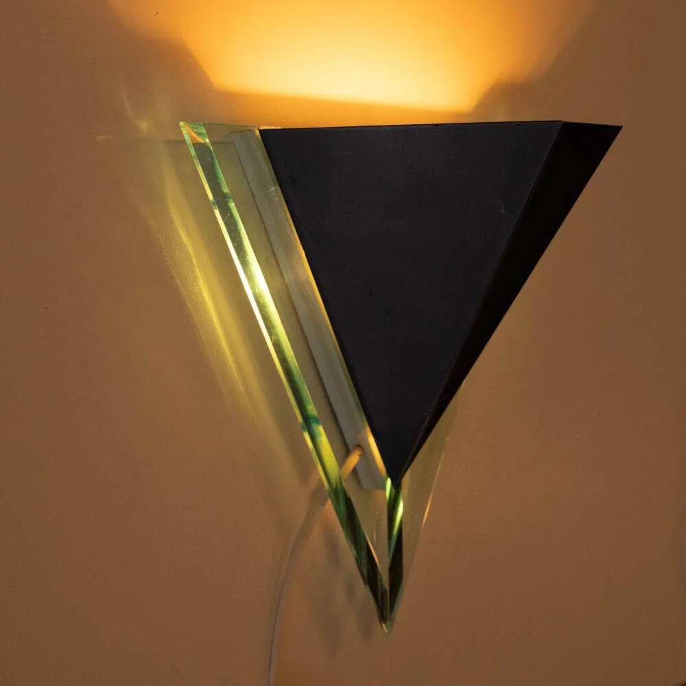 Minimalist 80s wall lamp, postmodern light fixture.