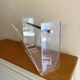 Vintage magazine rack in plexiglass by David Lange.