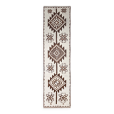 3x12 Kilim Beige & Brown Pattern Kilim Runner,Faded Turkish Runner,95x373Cm