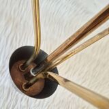 Pendant light, in brass and tricolor opaline glass