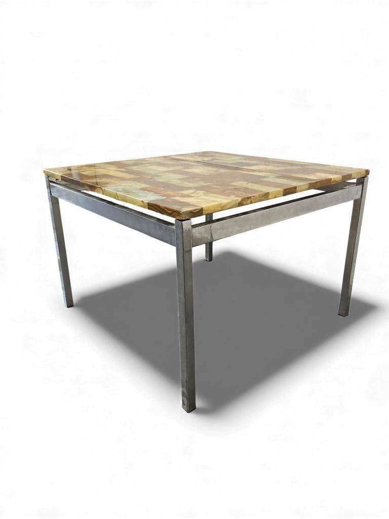 Table basse carrée vintage en onyx