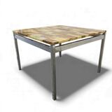 Table basse carrée vintage en onyx