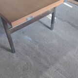 Dining table with extensions in walnut and mahogany and chrome around 1960
