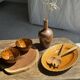 Pair of small orange bowls with black edging