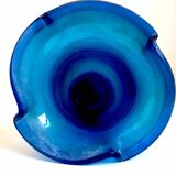 Vase glass Murano frosted blue 70s Height 28.5 cm