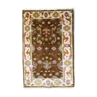 Tapis vintage indien mahal fait main 64cm x 97cm