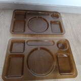 Set of vintage brown plexiglass TV trays from Italy, designed by Guzzini