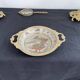Antique chiseled brass cup - empty pocket - gold - gold color - painted birds - France