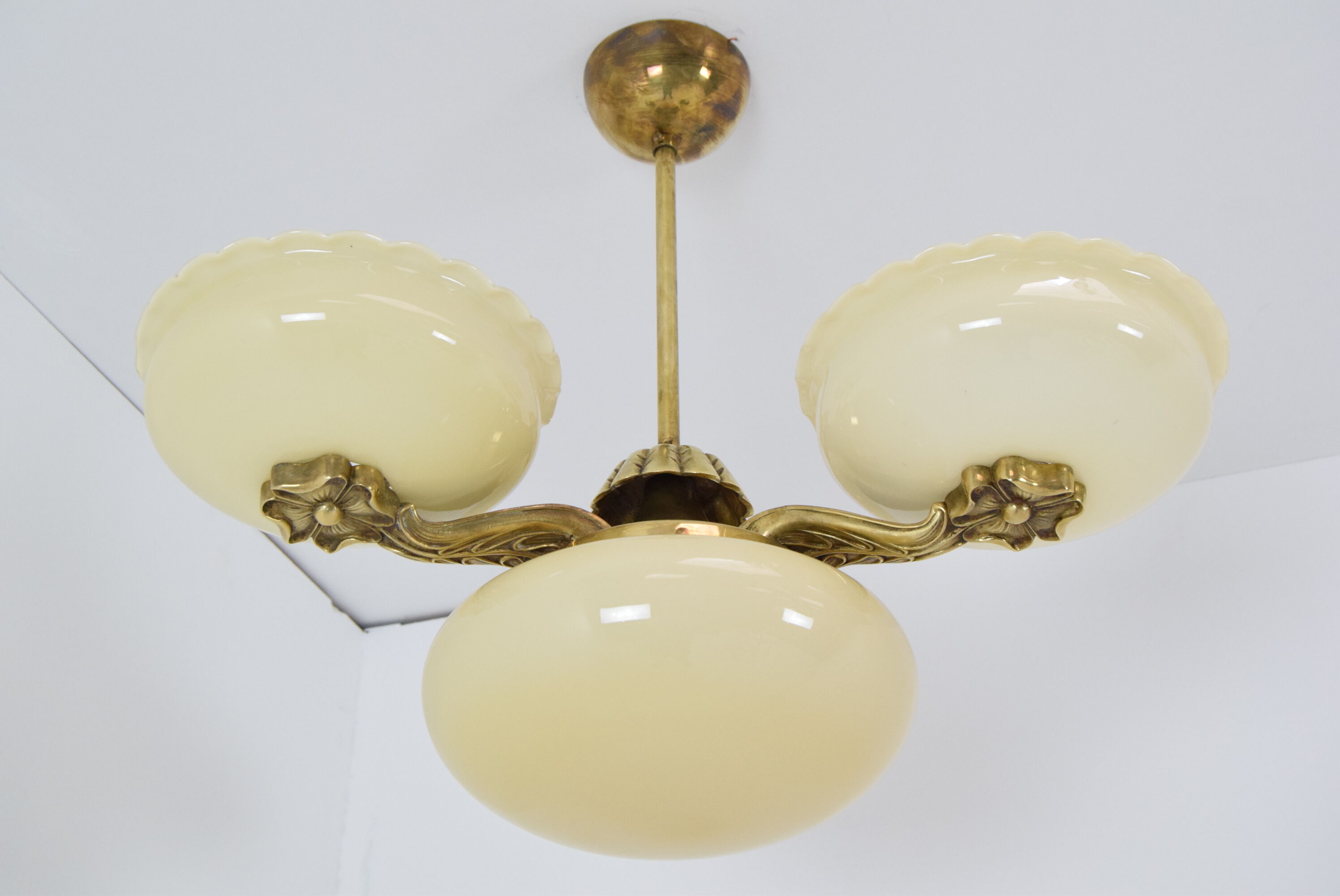 Art deco rare Brass Chandelier,1930's.