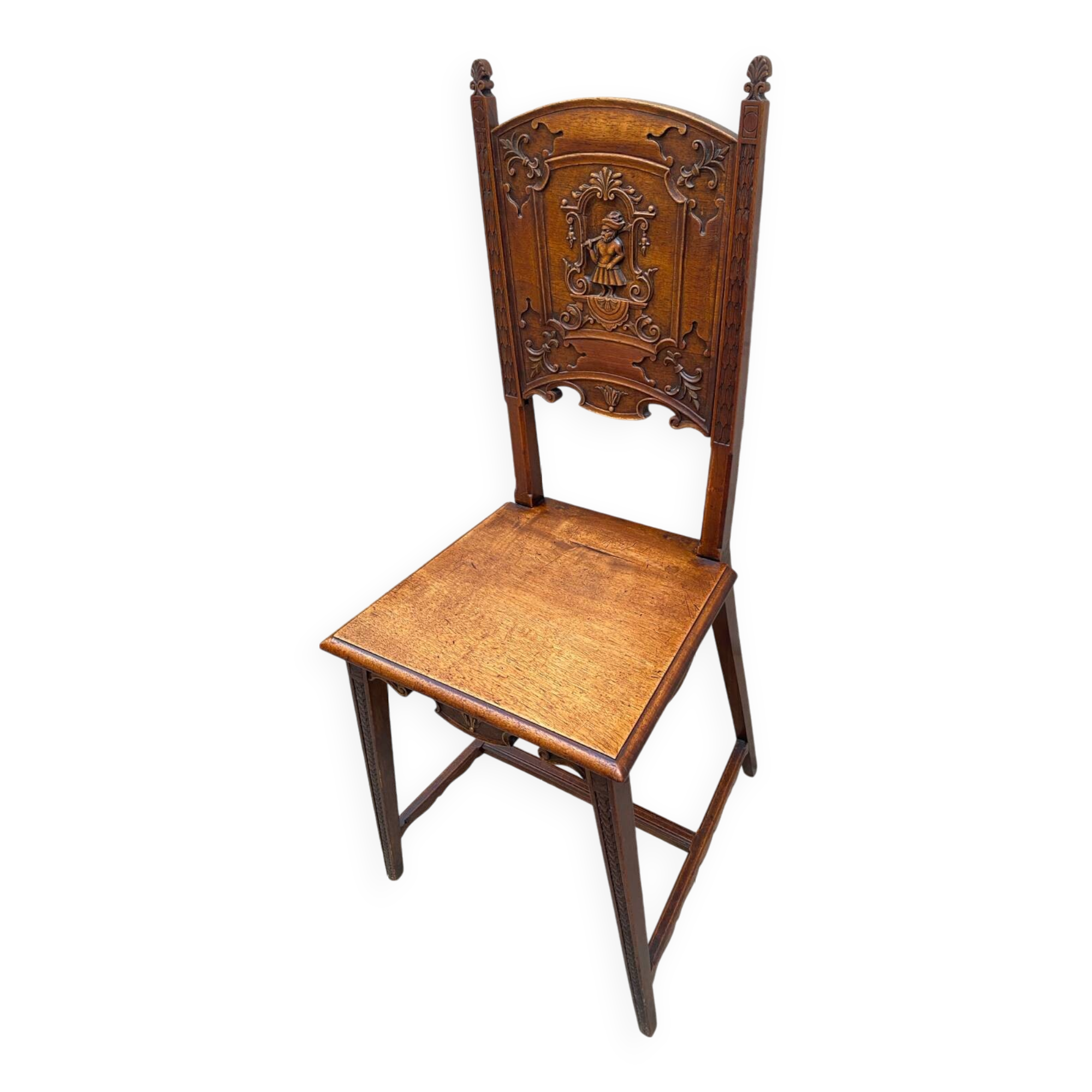 Carved walnut lounge chair