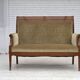 1950s, 2 seater Danish highback sofa, furniture velour, laqered teak wood.