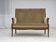 1950s, 2 seater Danish highback sofa, furniture velour, laqered teak wood.