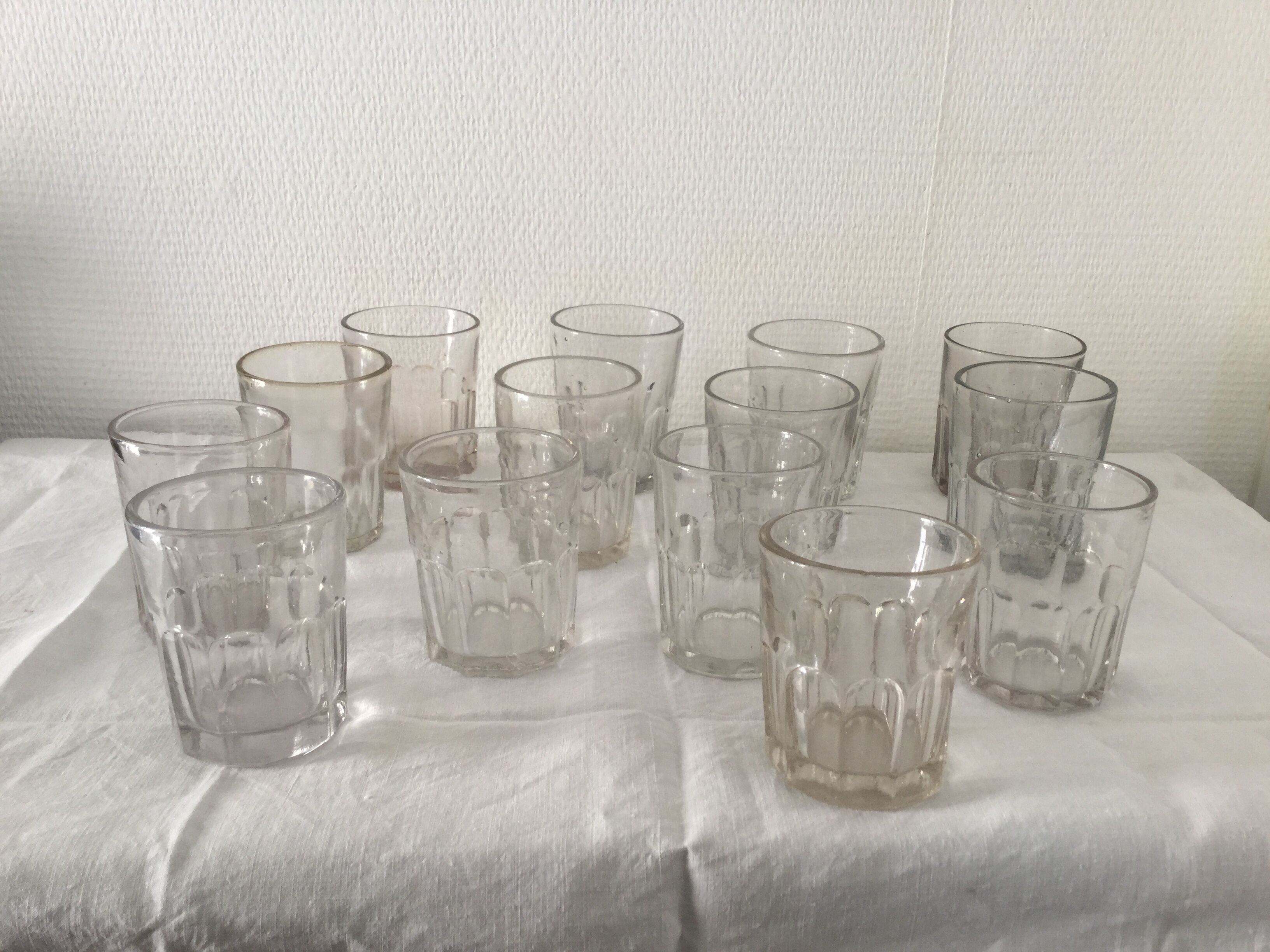 Old ribbed glasses without a foot