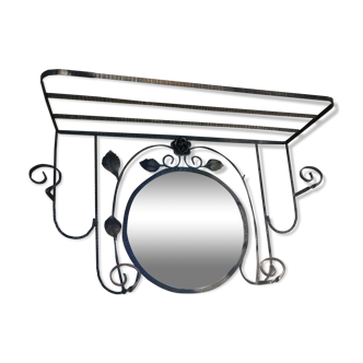 Wrought iron and mirror coat holder