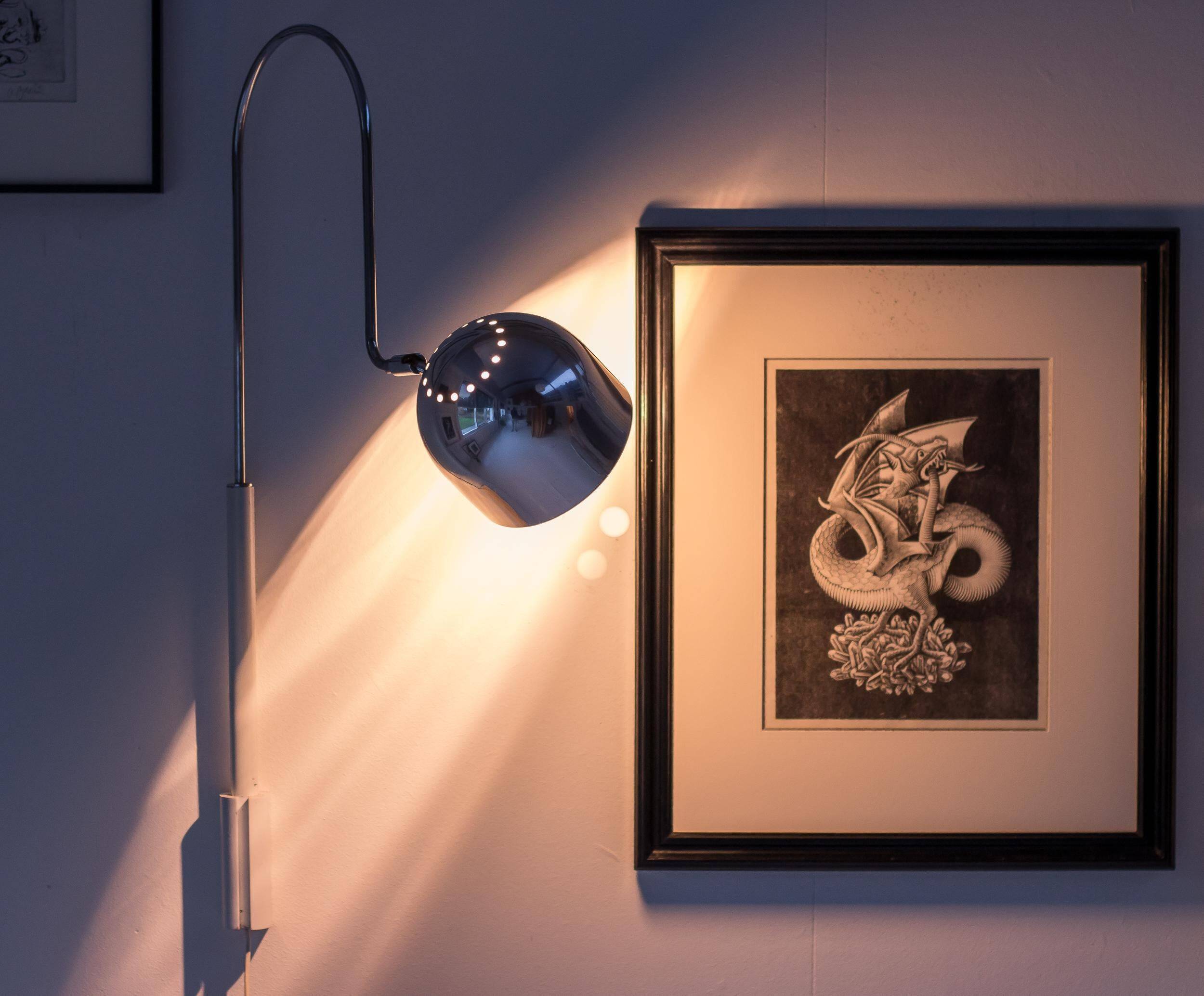Stilnovo Wall Lights polished chrome lampshade Italian from the mid-20th century.