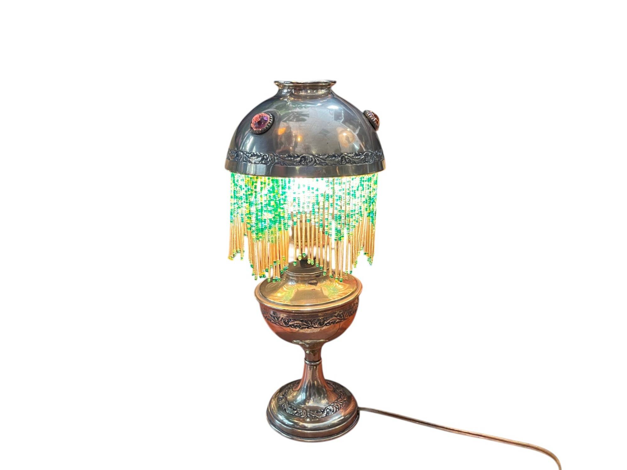 Art Deco Parisian lamp brass beads circa 1940