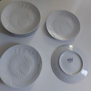 White porcelain plates vintage fish motif - ocean cnd france