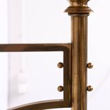 Applique murale à bras articulé en laiton réglable, abat-jour en toile de jute, Angleterre des années 1950