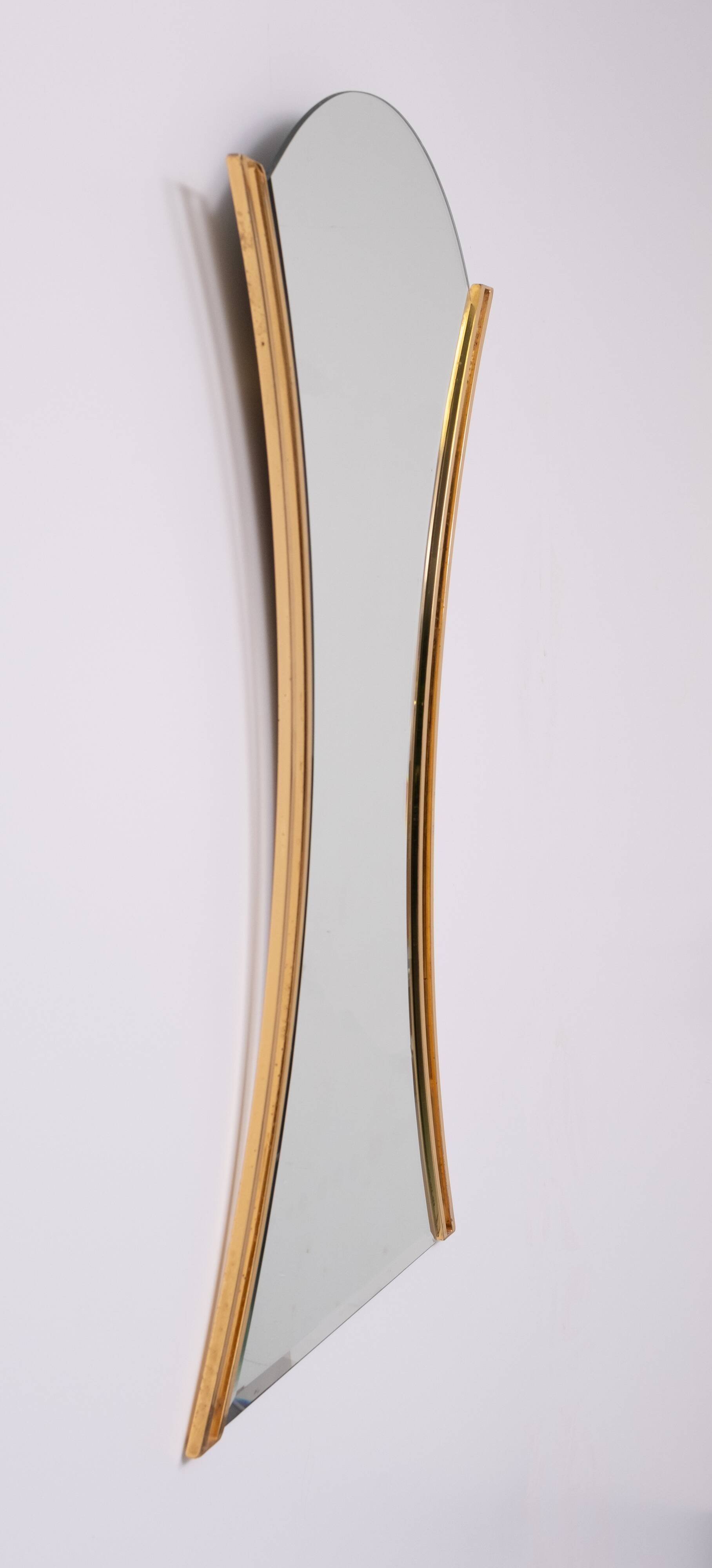 Hourglass shaped Brass Wall Mirror 1970s